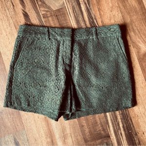 Ann Taylor Loft olive green lace patterned cotton blend shorts size 4